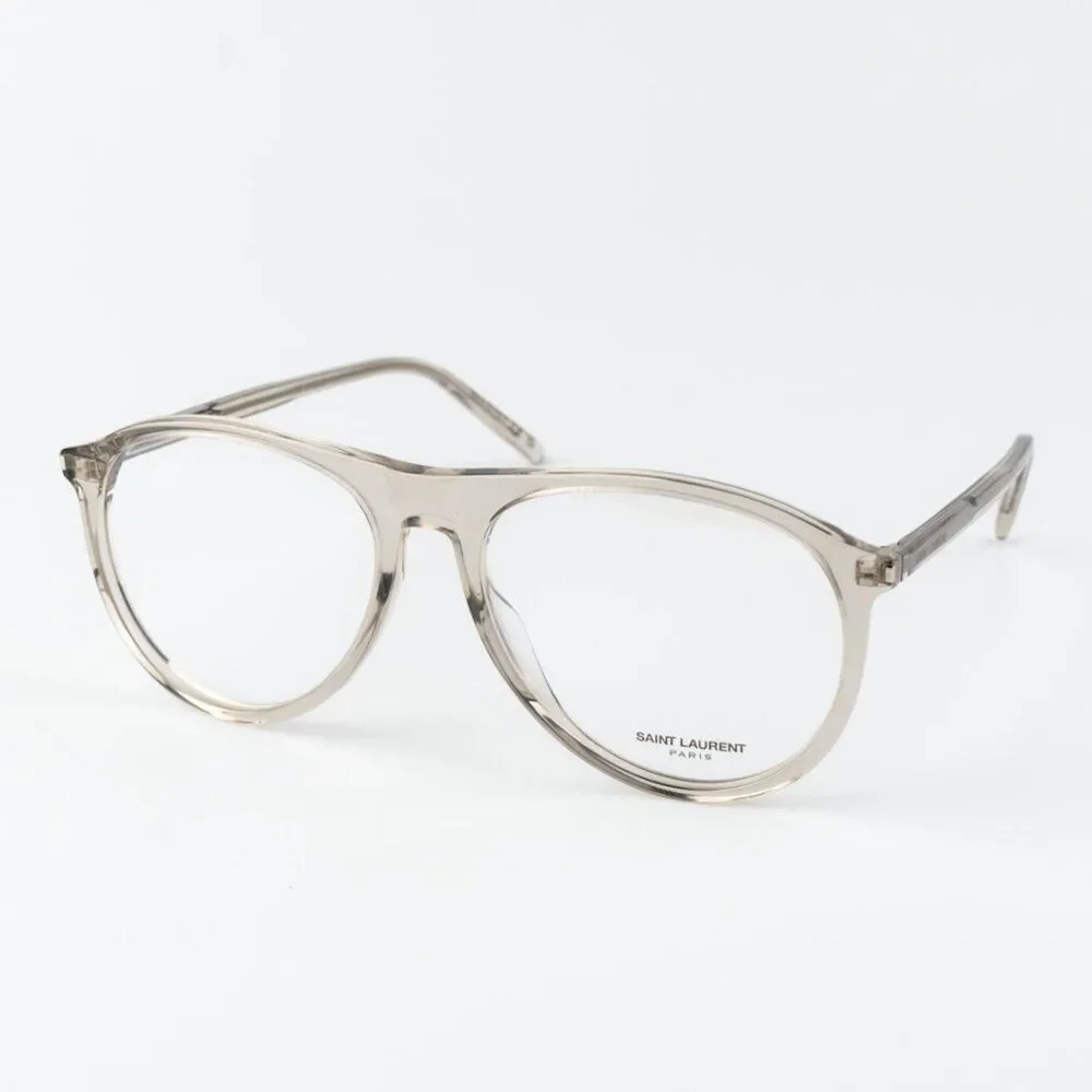 Saint Laurent Women Eyeglasses Transparent Beige Pilot SL667OPT 003 BRAND NEW